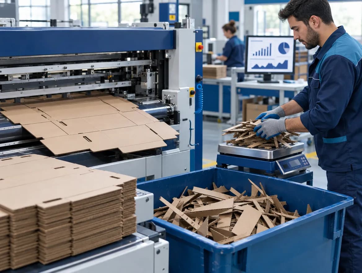 Cutting scrap and waste tracking in packaging production