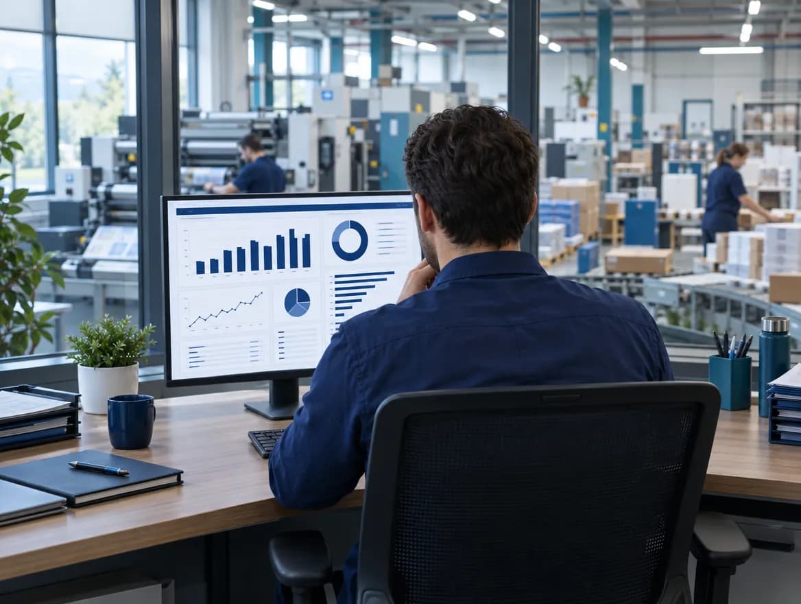 Real-time production and cost report in print and packaging production