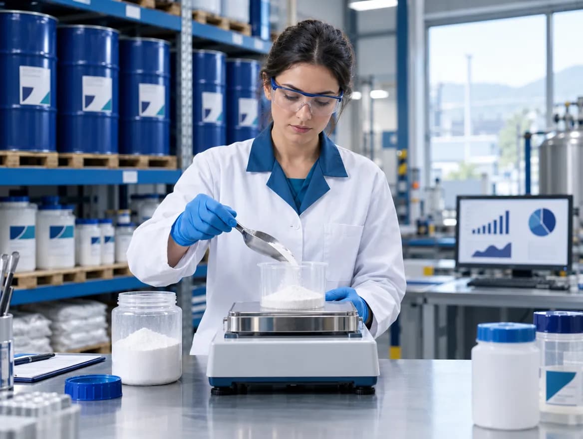 Raw material weighing and dosage control in chemical production