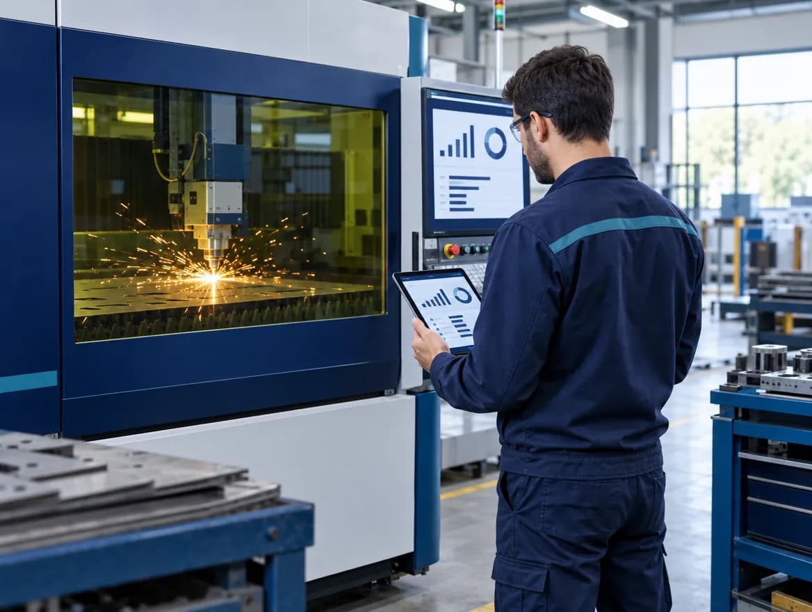 Laser cutting operation time tracking in metal fabrication