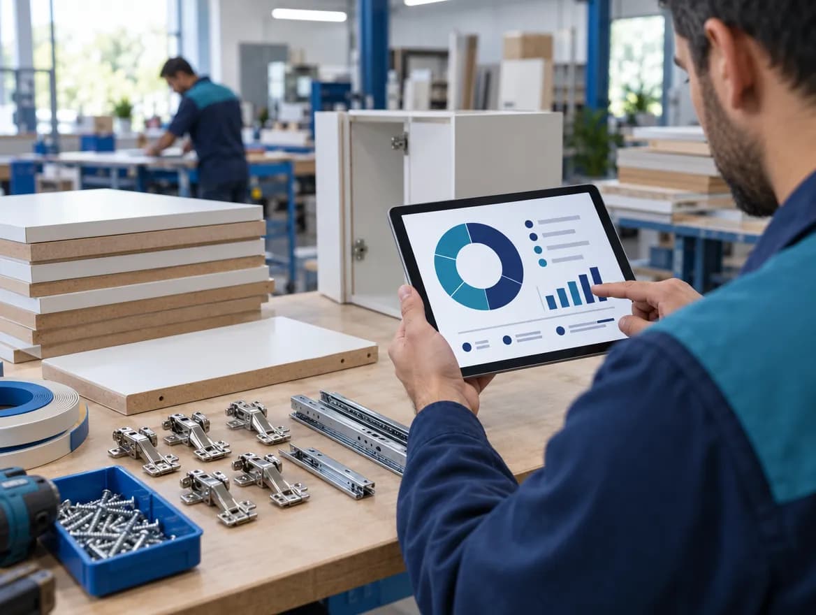 Calculating cabinet cost line by line in furniture production