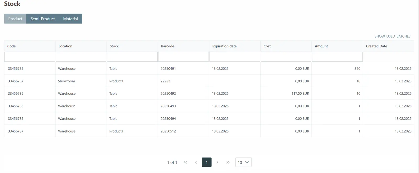 How is Lot-Based Inventory Tracking Managed in the Production Process?