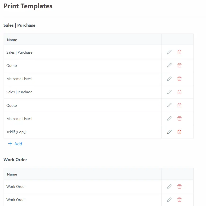 Print Templates