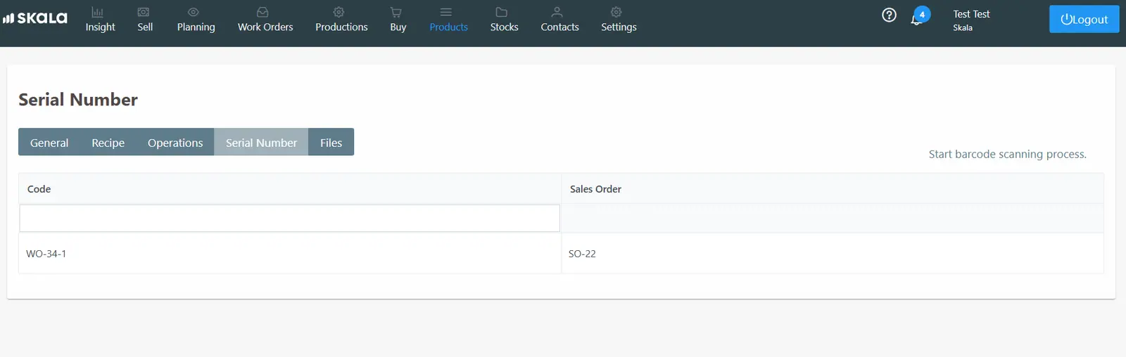 Production Process in Serial Numbered Stock Tracking
