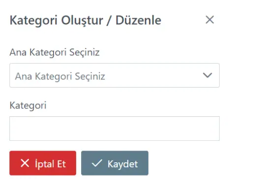 Alt kategori ekleme