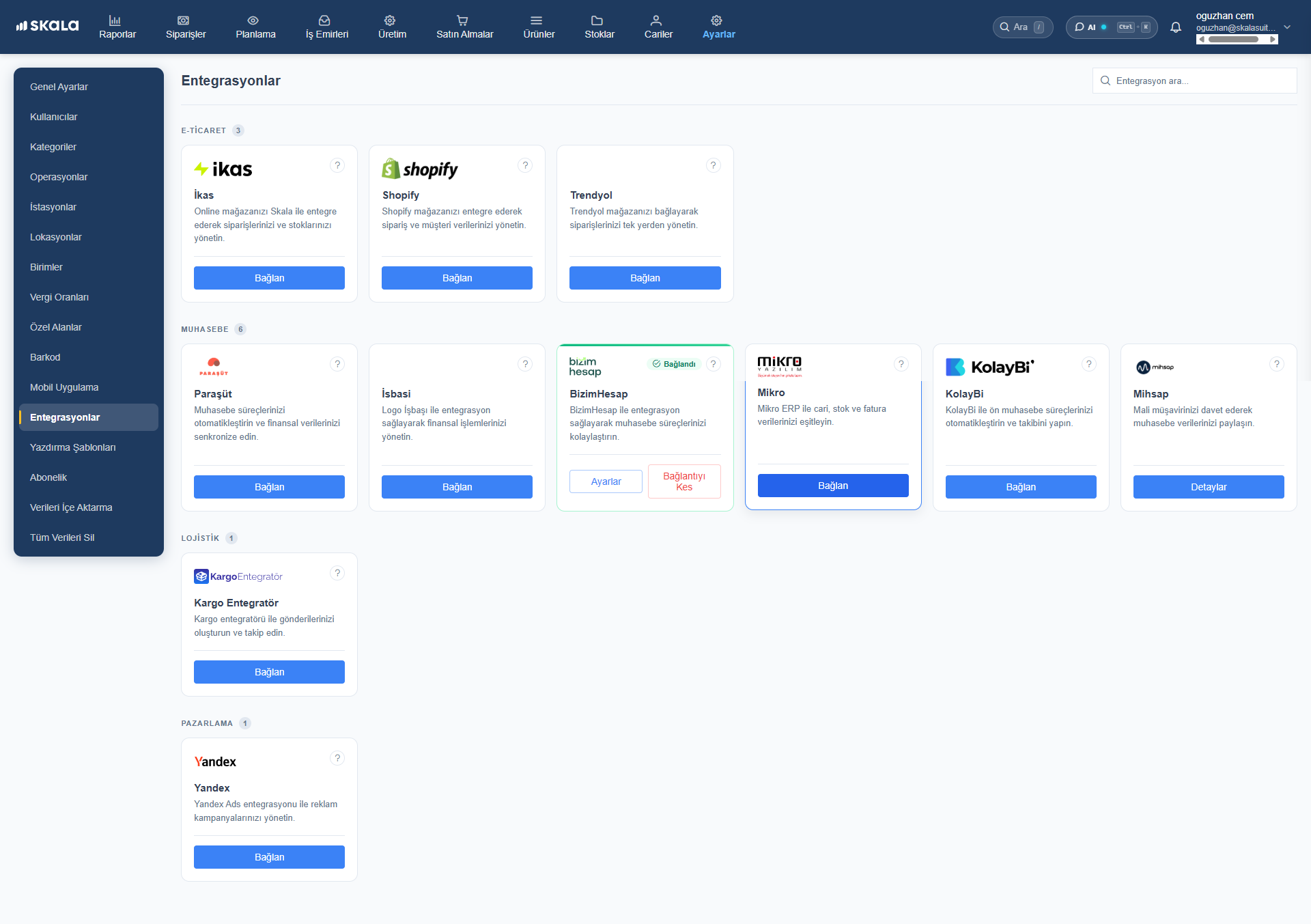 Skala Suite reporting screen: spend and cost analysis